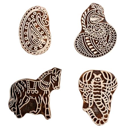 Set of 4 Piece New Mix Wooden Printing Block